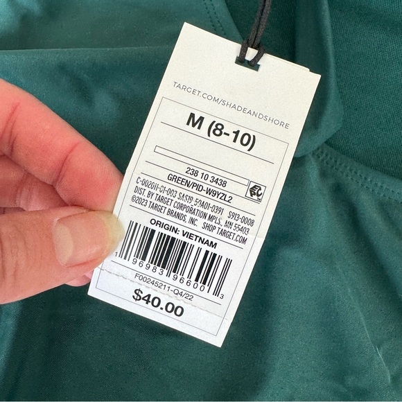 NWT! Shade & Shore One Shoulder Plunge Cut Out One Piece Swimsuit - Green - Picture 11 of 14